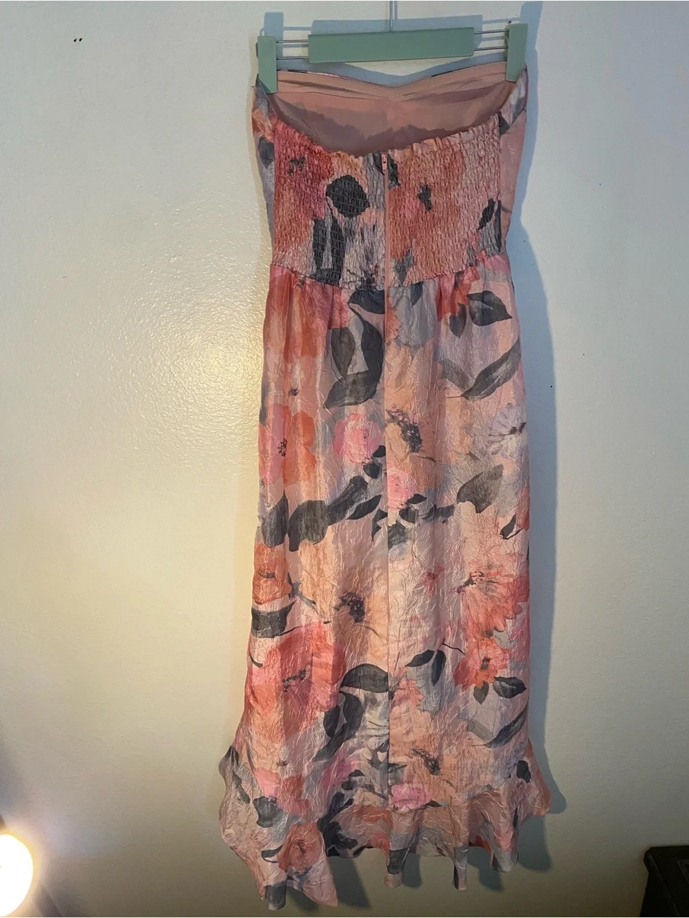 Lulus Blushing Darling Light Pink Floral Strapless High-Low Maxi Dress size XS - Picture 5 of 5